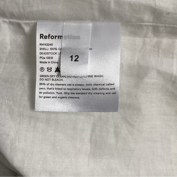 Reformation NWT Cecille Embroidered Deep V Ruffle Mini Dress Size 12 - Picture 8 of 8